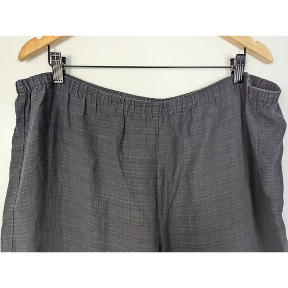 Eileen Fisher Black Linen Blend Crop Wide Leg Pull-On Pant - Picture 3 of 6